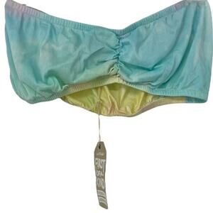 FURST OF A KIND BLUE & PINK TIE DYE STRAPLESS BANDEAU ONE SIZE